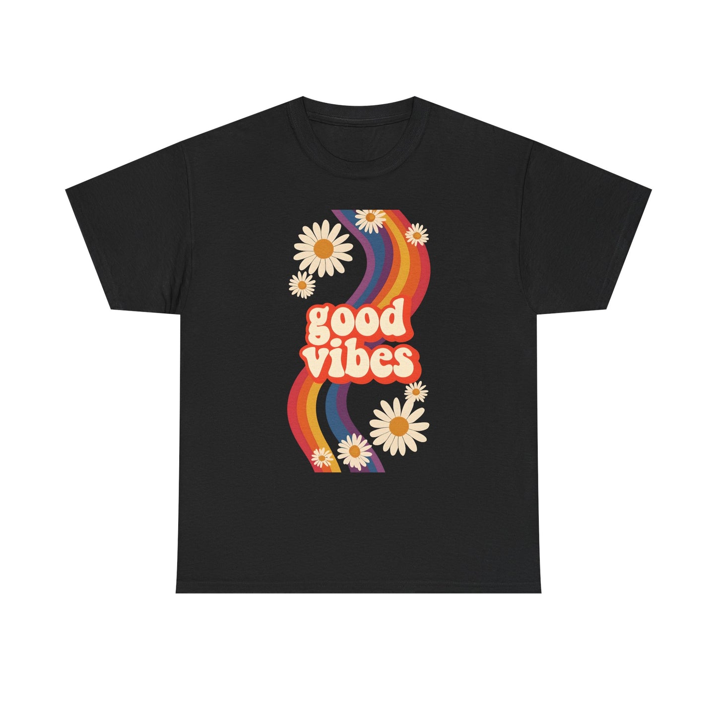 Good Vibes Unisex Heavy Cotton Tee, Retro Graphic T-Shirt, Feel Good Apparel, Summer Outfit, Casual Gift for Friends