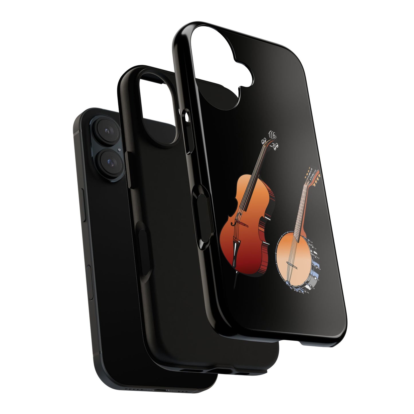 Musical Instrument Phone Case - Violin & Banjo Design, Music Lover Gift, Unique Phone Cover, Holiday Gift, Durable Tough Cases