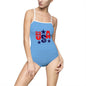 USA Themed Women's One-Piece Swimsuit, Summer Swimwear, Patriotic Beachwear, Ideal for Pool Party, 4th of July Celebration, Vacation Attire