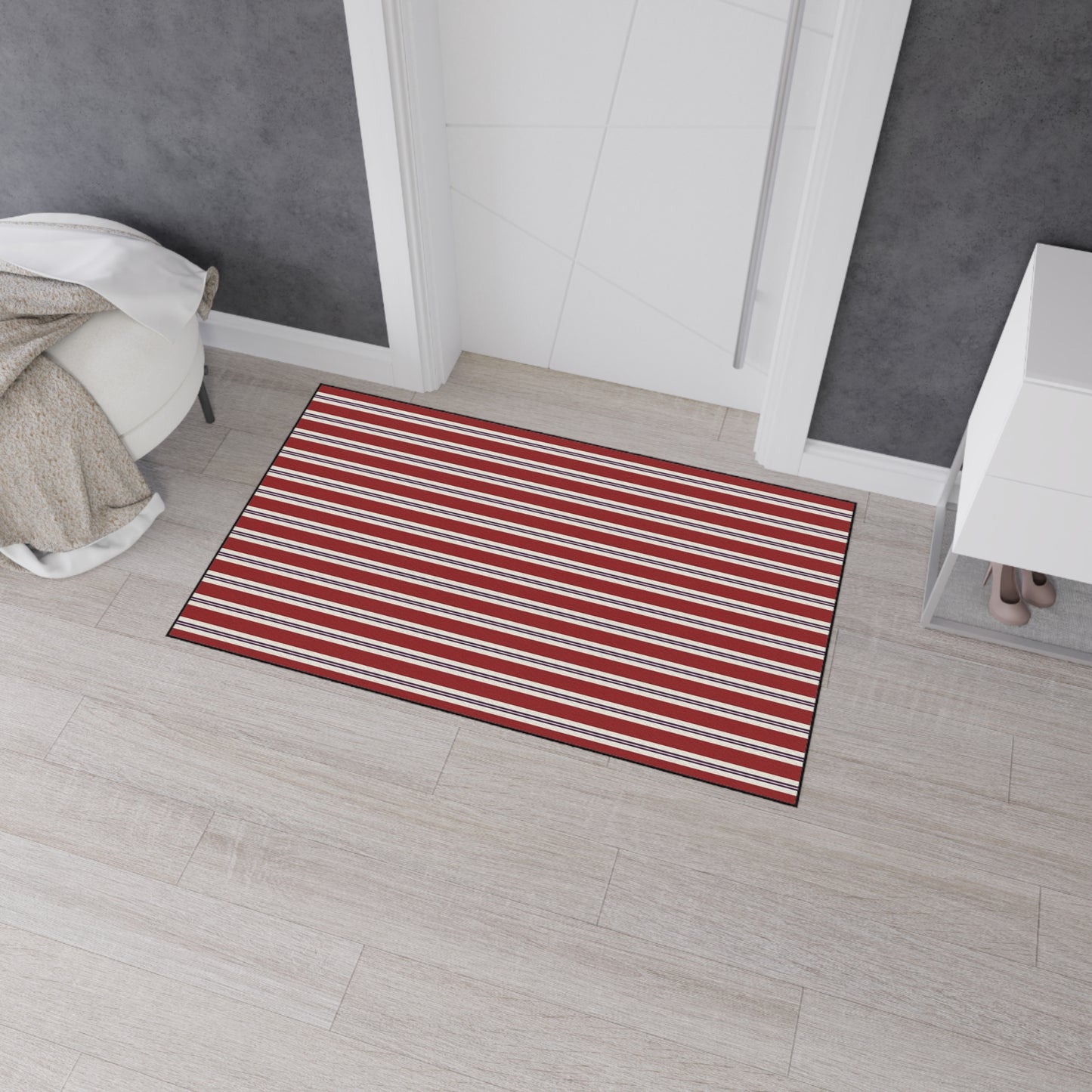 Striped Heavy Duty Floor Mat - Red & White Outdoor/Entry Rug