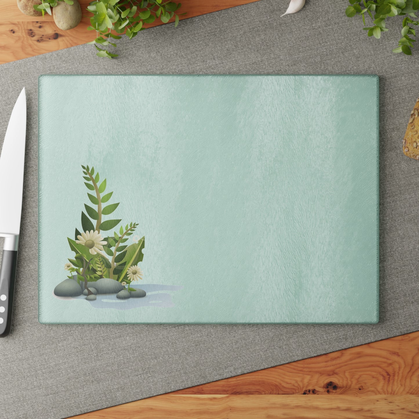 Floral Glass Cutting Board, Kitchen Decor, Gift for Chefs, Housewarming, Food Prep Board, Elegant Serving Tray