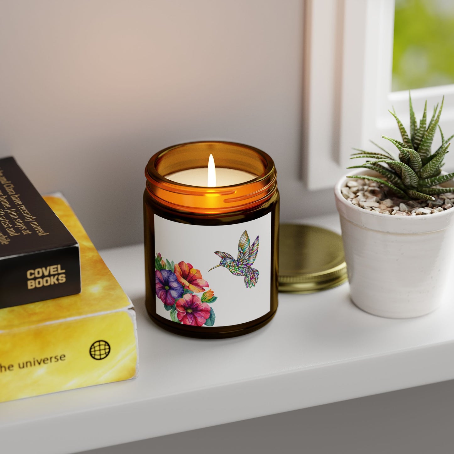 Scented Candles - Tropical Essence, Floral & Hummingbird Design, Relaxation Gift, Home Decor, Aromatherapy