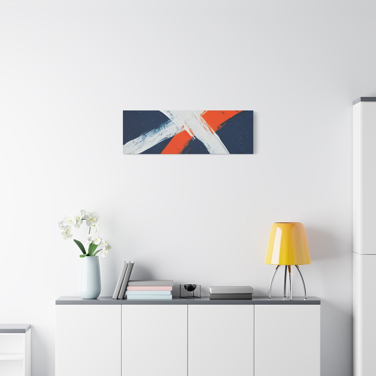 Abstract Navy & Orange Brushstroke Canvas