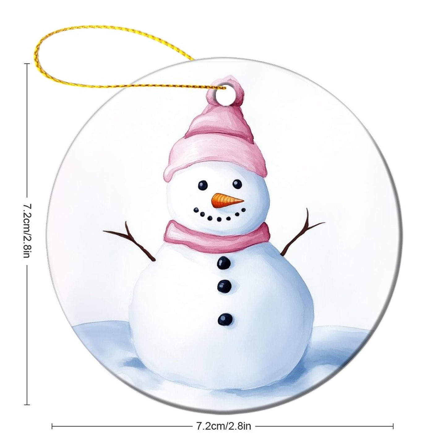 Round Christmas Ceramic Ornament (Glossy Surface)