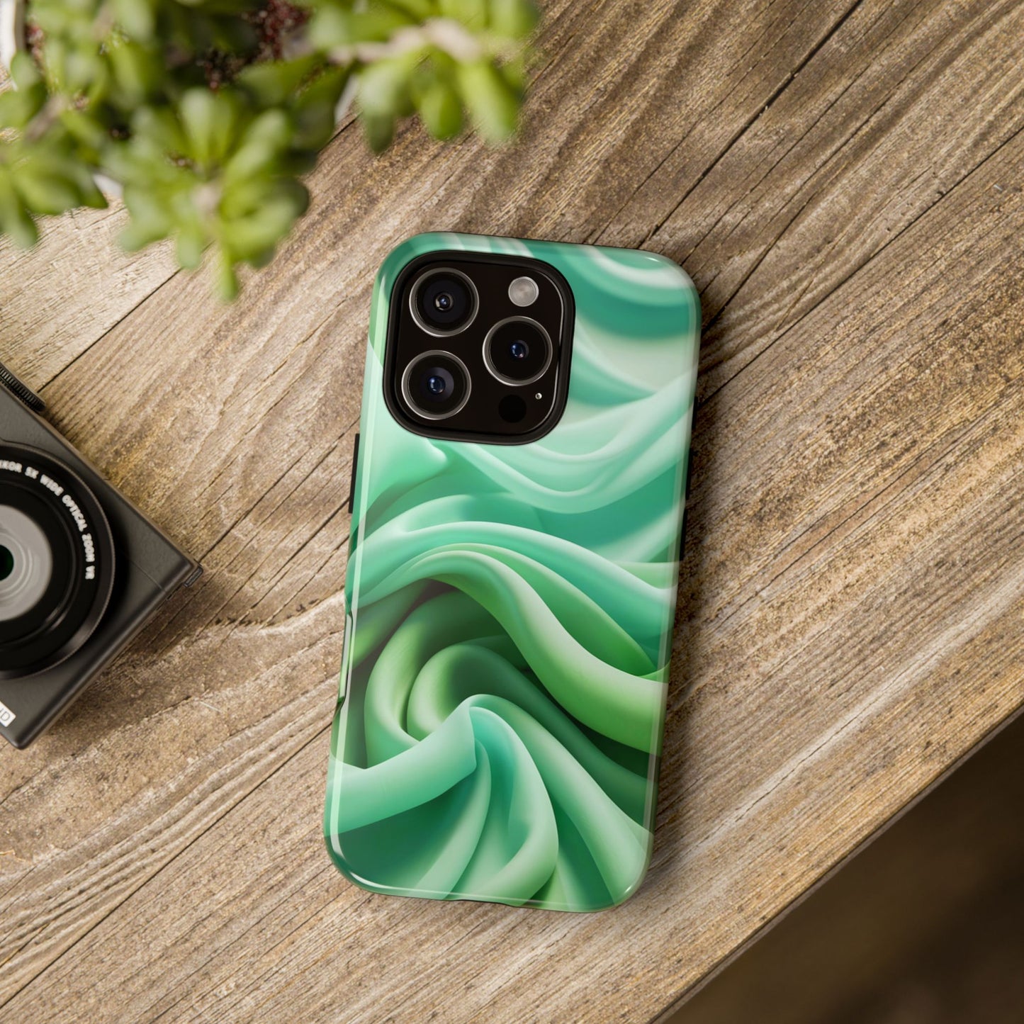 Stylish Phone Case, Tough Case, Green Abstract Design, Cell Phone Cover, Unique Gift, Trendy Accessory