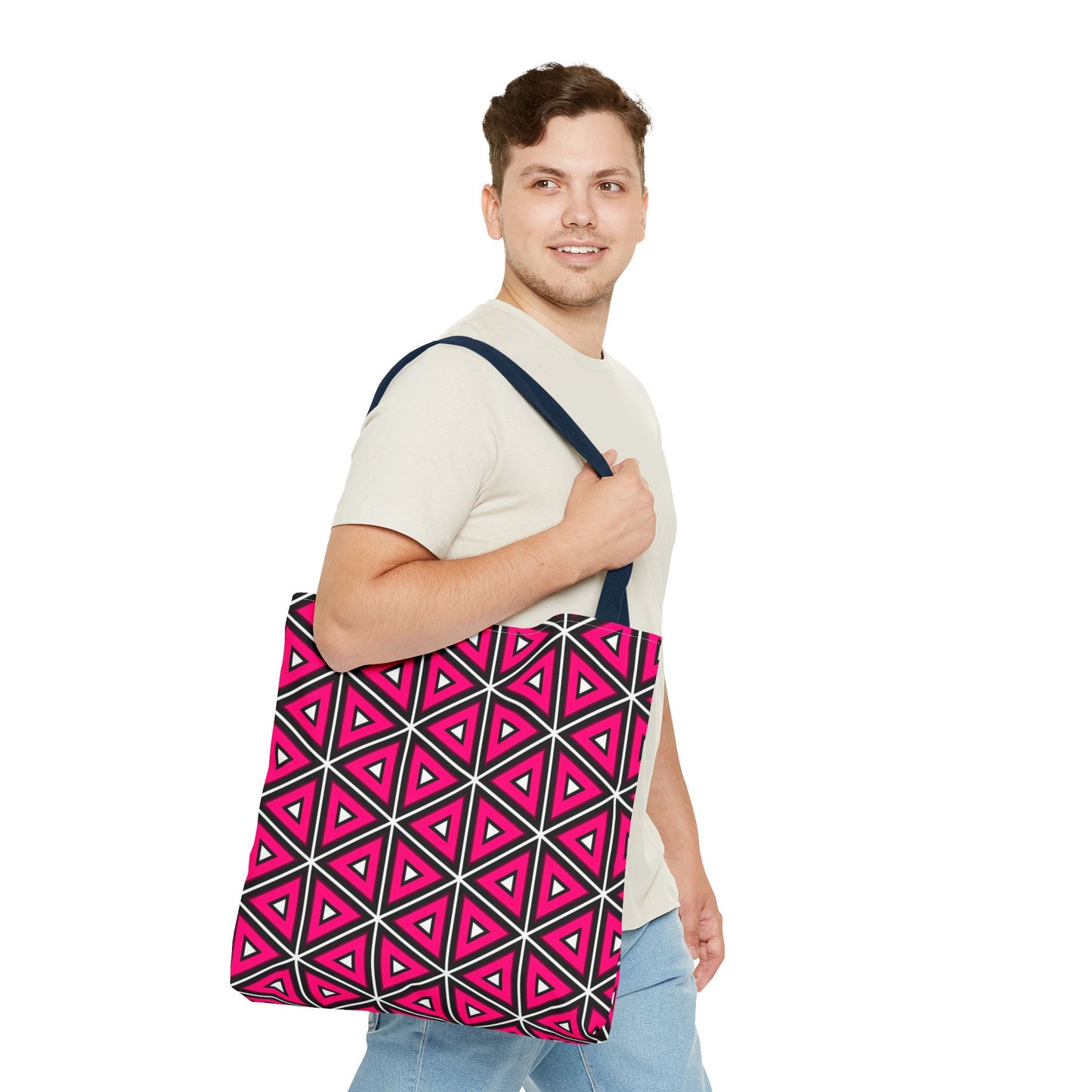 Vibrant Geometric Tote Bag, Trendy Shopping Tote, Cute Carry-All