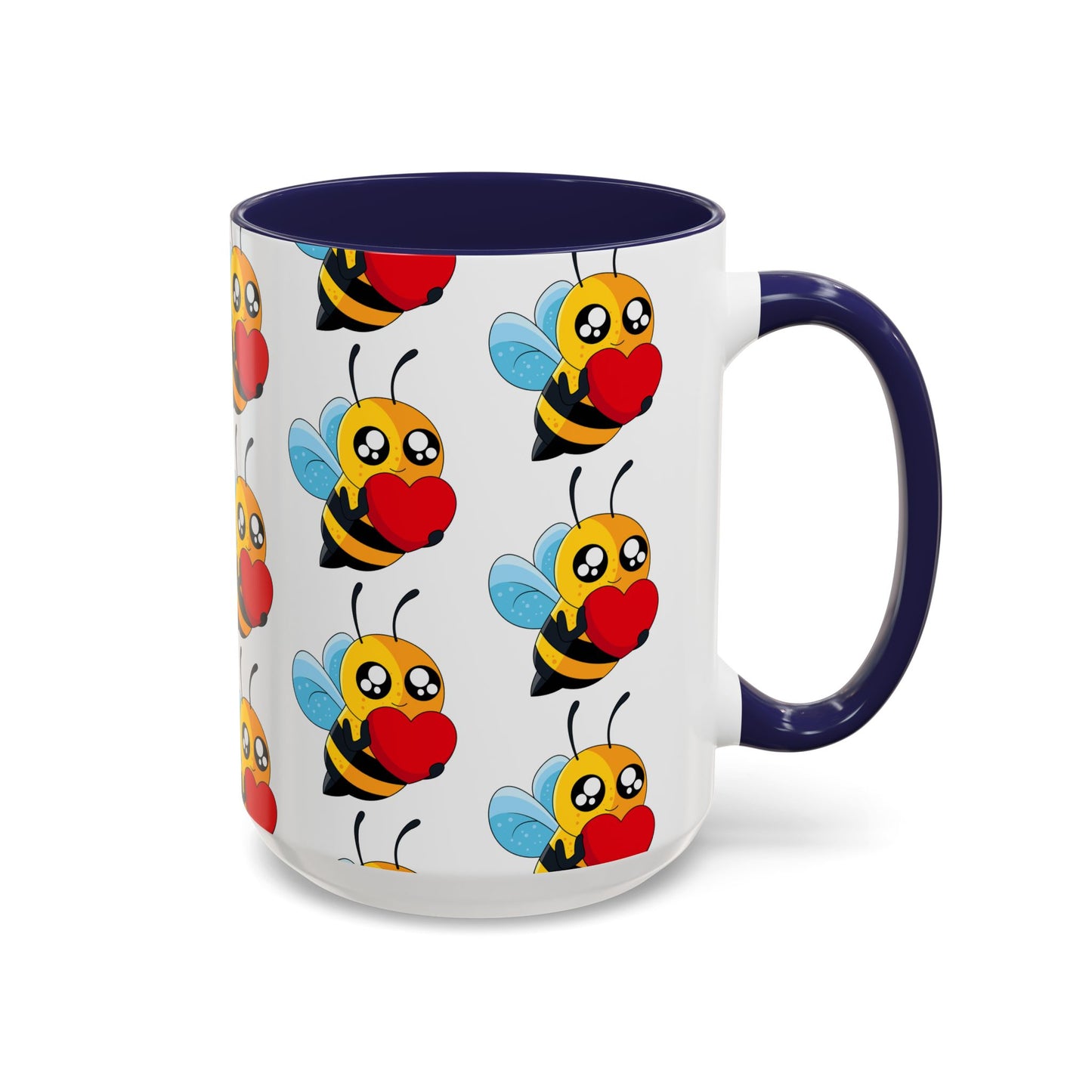 Cute Bee Love Accent Coffee Mug,  Cute Floral Mug, Cheerful Bee Design