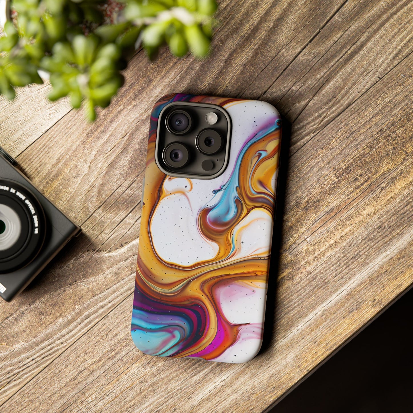 Artistic Phone Case, Tough Cases with Colorful Marble Design