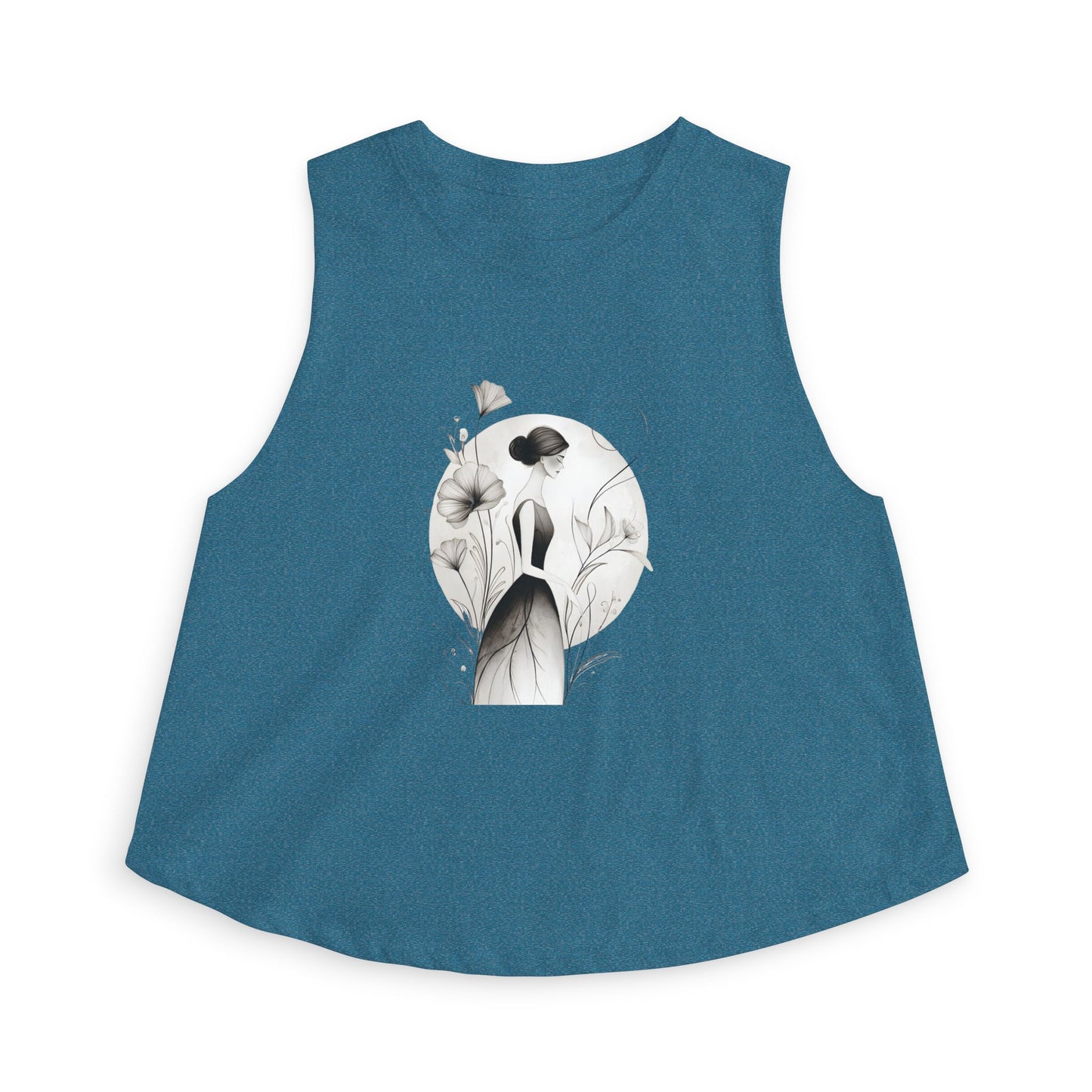 Floral Portrait Crop Top — Minimalist Botanical Art Tank