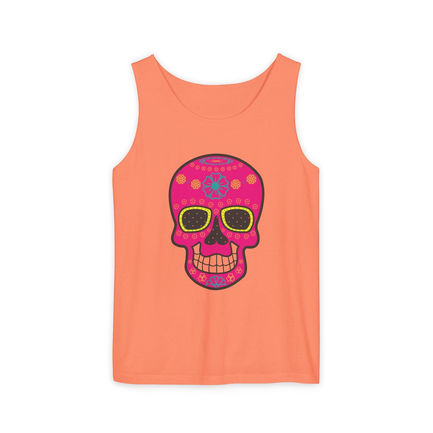 Colorful Dia de los Muertos Skull Tank Top, Unisex Summer Tee, Festival Wear