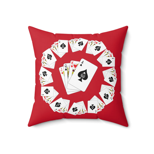 Playing Cards Themed Pillow, Fun Home Décor, Gift for Gamers, Poker Night Cushion, Card Game Decoration