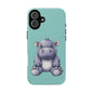 Cute Hippo Phone Case, Tough Phone Cover, Fun Animal Case, Gift for Kids, Cute Decor, Birthday Present