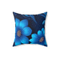 Floral Blue Square Pillow, Boho Home Decor Cushion, Cozy Living Room Accent, Floral Throw Pillow for Gifts, Bed Pillow for Relaxation