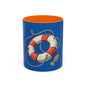 Lifesaver Accent Coffee Mug - Nautical Gift, Beach Decor, Sailor's Coffee Cup, Ocean Lover Mug, Summer Vibes