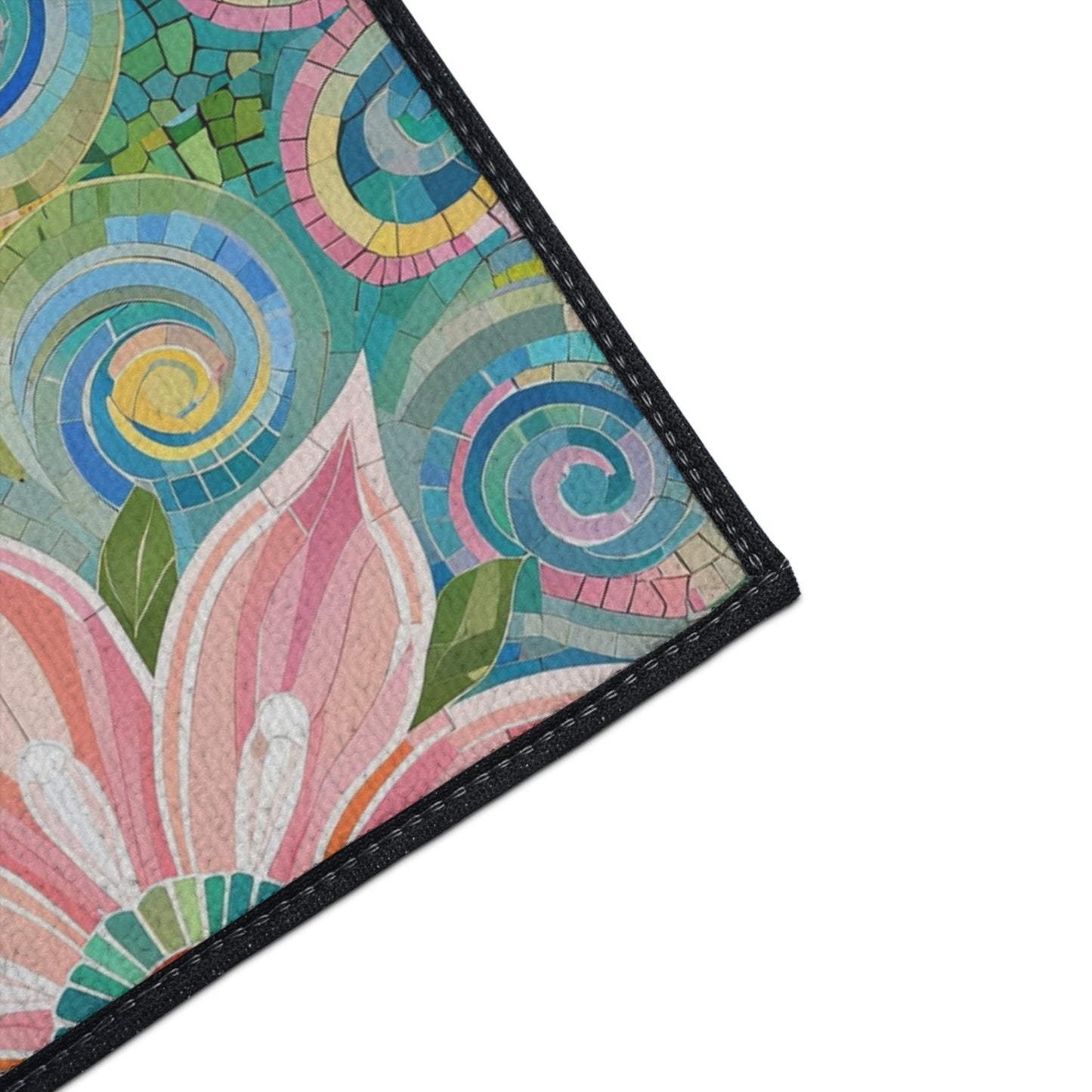 Floral Kaleidoscope Heavy-Duty Floor Mat — Pink Petal Outdoor/Entry Rug