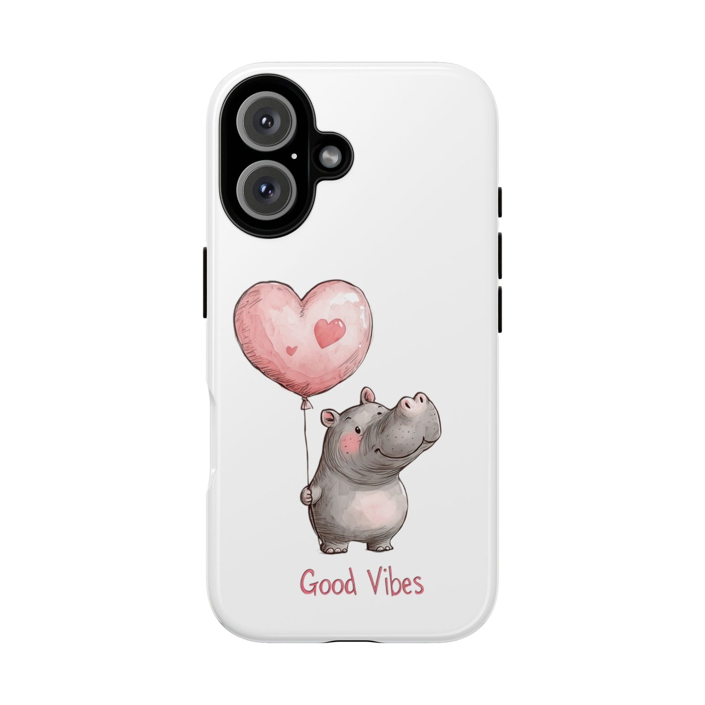 Cute Hippo Phone Case - Good Vibes Design, Animal Lover Gift, Fun Accessory, Birthday Present, Phone Accessories