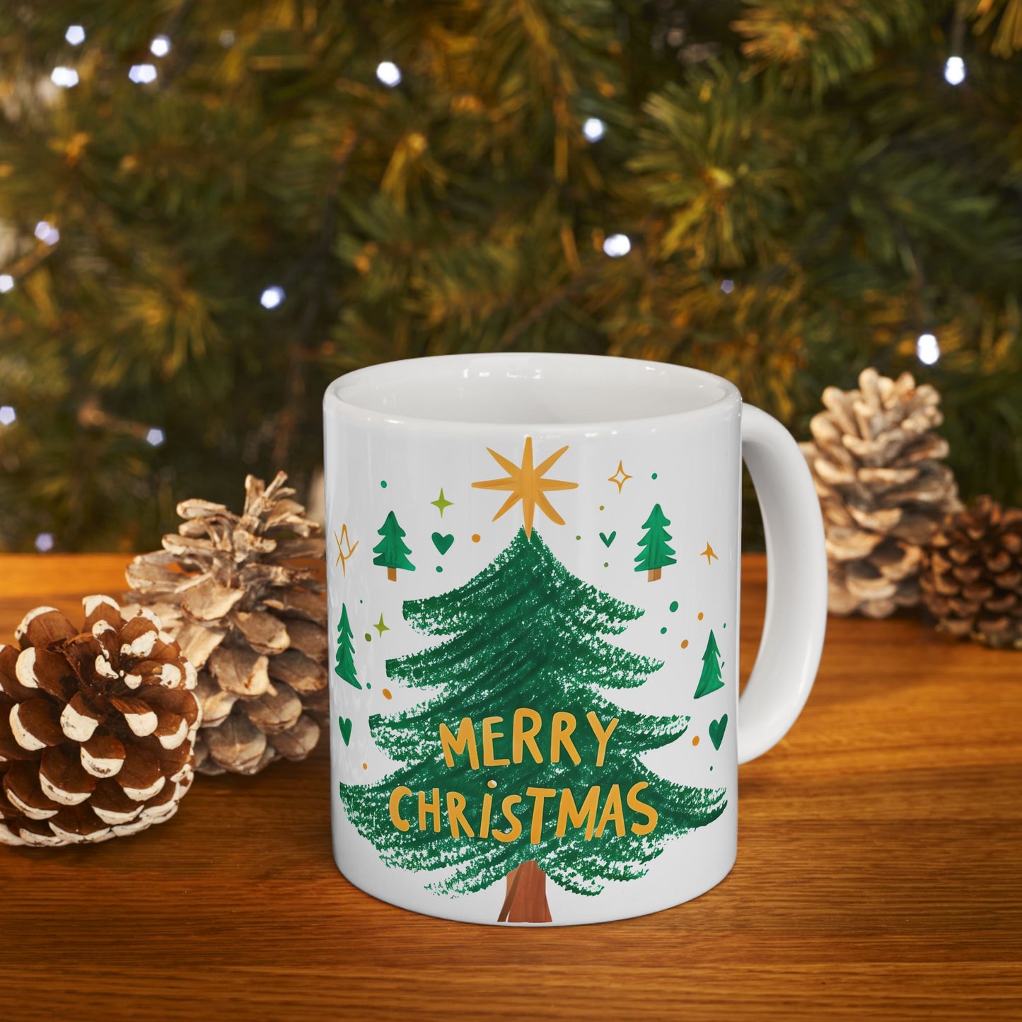 Festive Christmas Ceramic Mug | Holiday Coffee Cup, Hand-painted Design, Gift for Him, Her, Family, Friends, Winter Wonderland