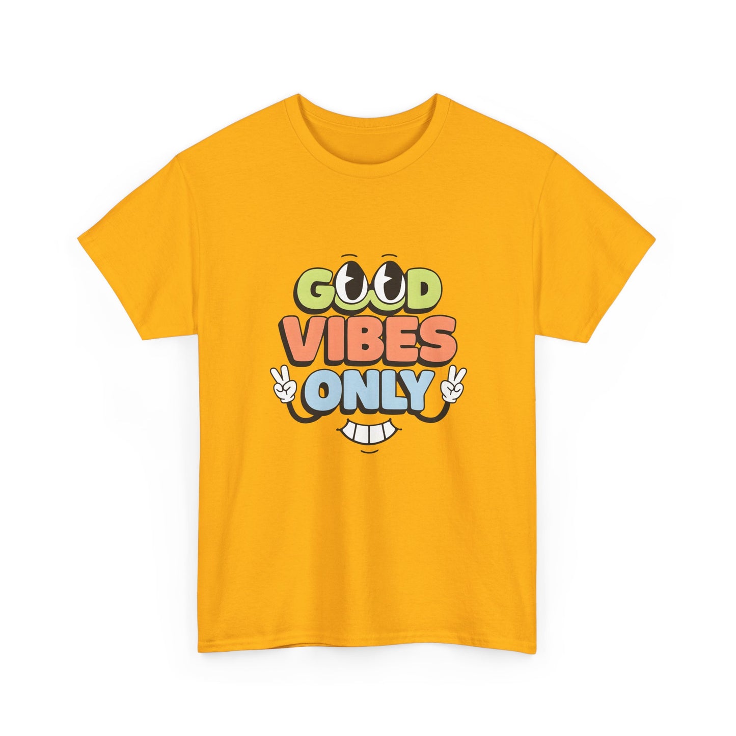 Good Vibes Only Unisex Heavy Cotton Tee, Casual Tee, Positive Message Shirt, Summer Fashion, Gift for Friends, Outdoor Wear