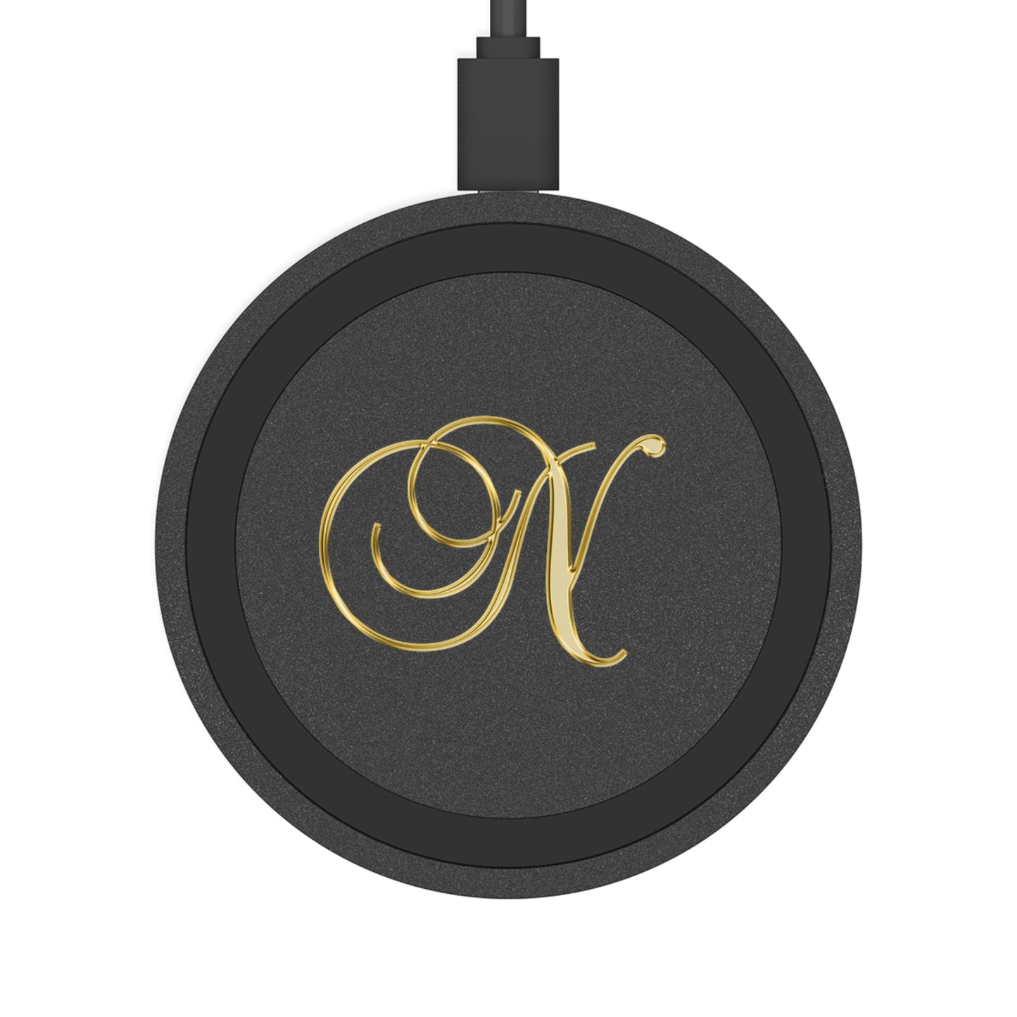 Wireless Charging Pad — Gold Script “N” Monogram