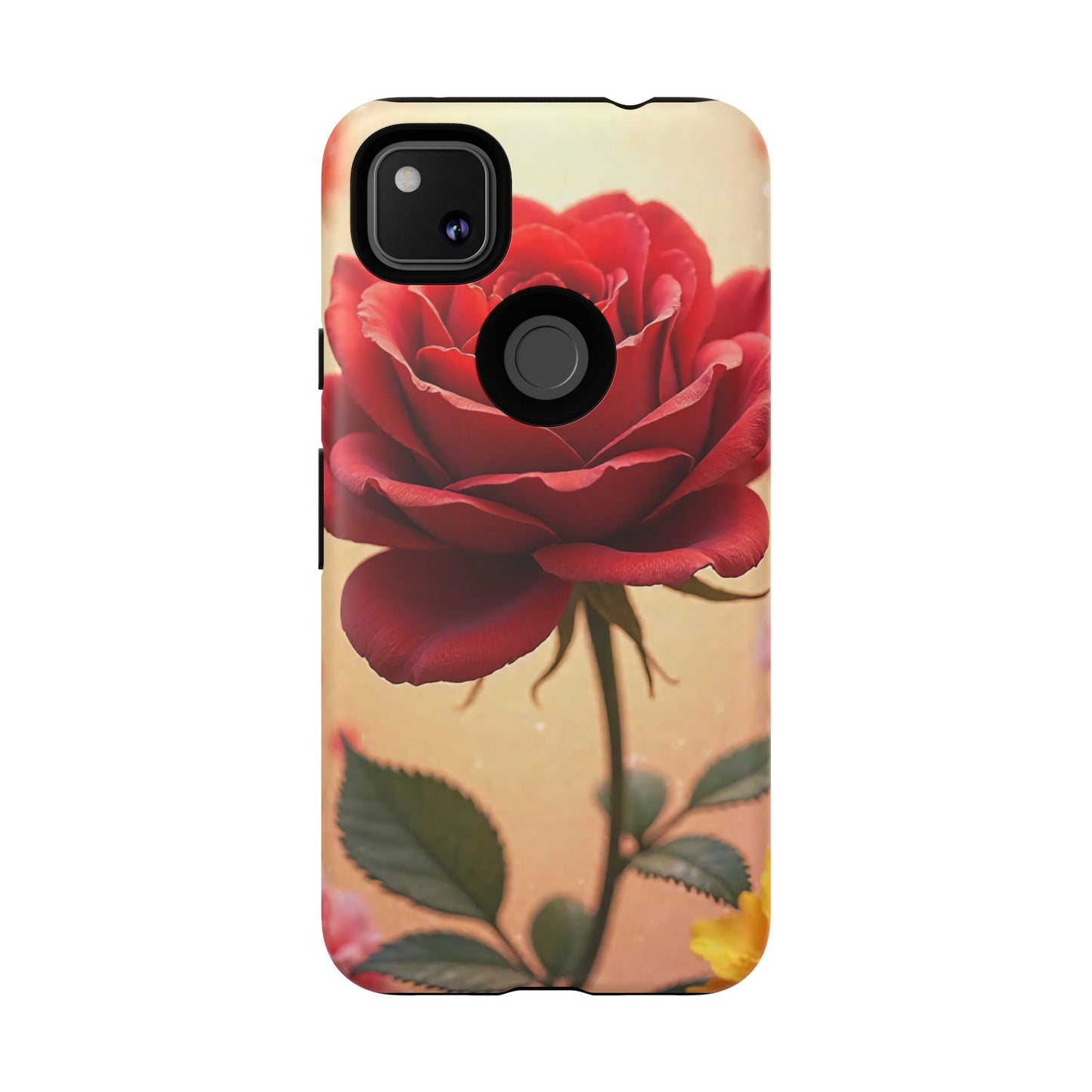 Floral Phone Case with Red Rose Design, Tough Phone Cover, Flower Print, Gift for Her, Stylish Accessory, Floral Aesthetic