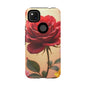 Floral Phone Case with Red Rose Design, Tough Phone Cover, Flower Print, Gift for Her, Stylish Accessory, Floral Aesthetic