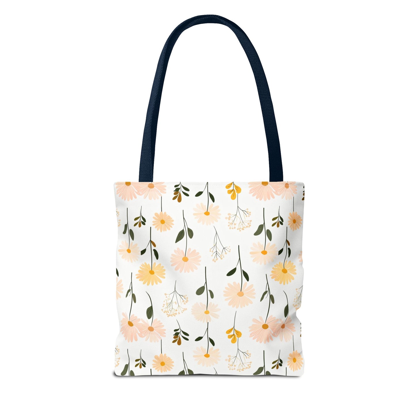 Floral Daisy Pattern Tote Bag — Pastel Spring Flowers All-Over Print