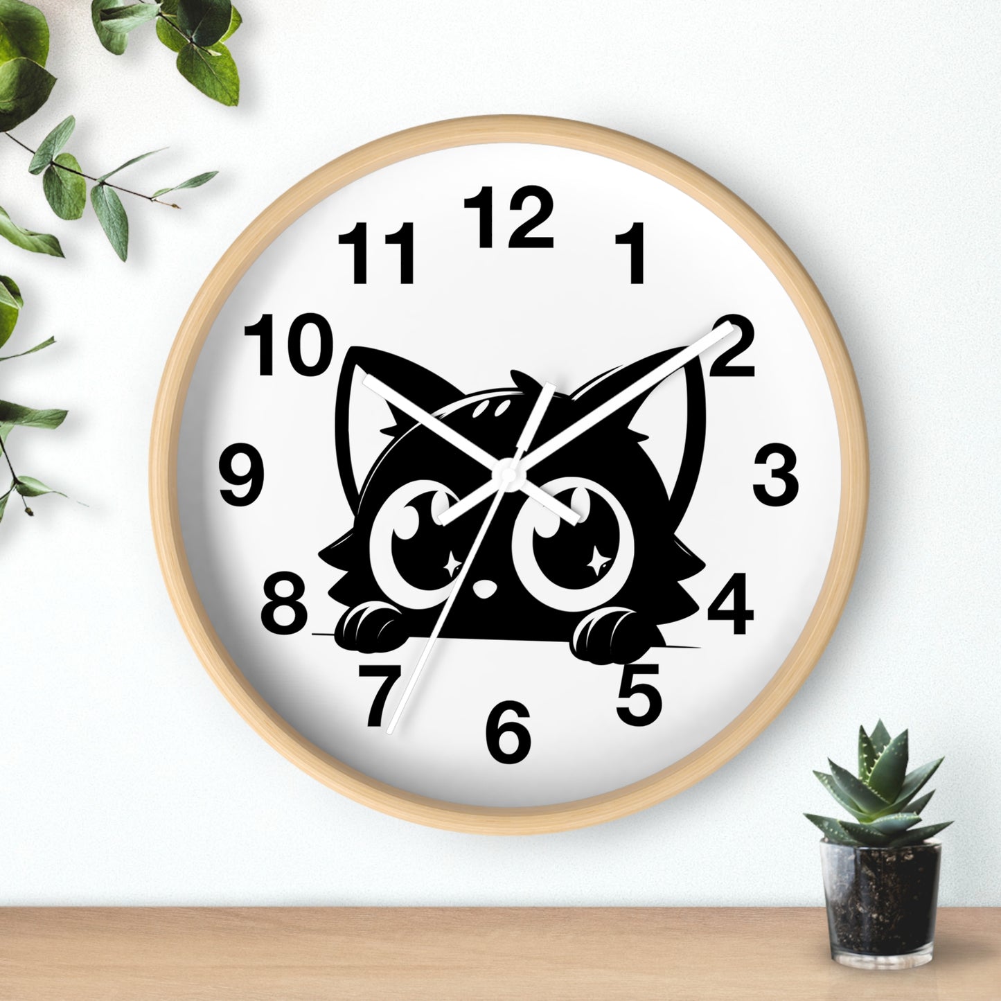 Cute Cat Wall Clock, Adorable Timepiece for Cat Lovers, Black Cat Decor for Home, Kawaii Wall Art, Gift for Cat Enthusiasts