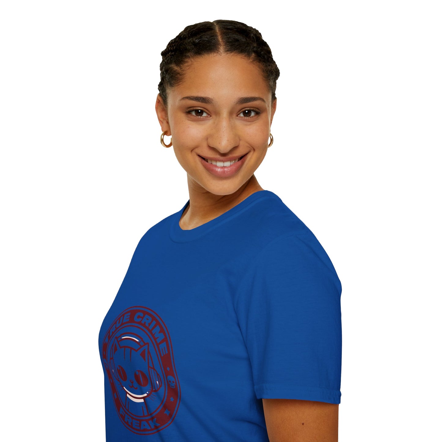 True Crime Freak Cat T-Shirt – Cute Kitty Badge Tee for True Crime Fans