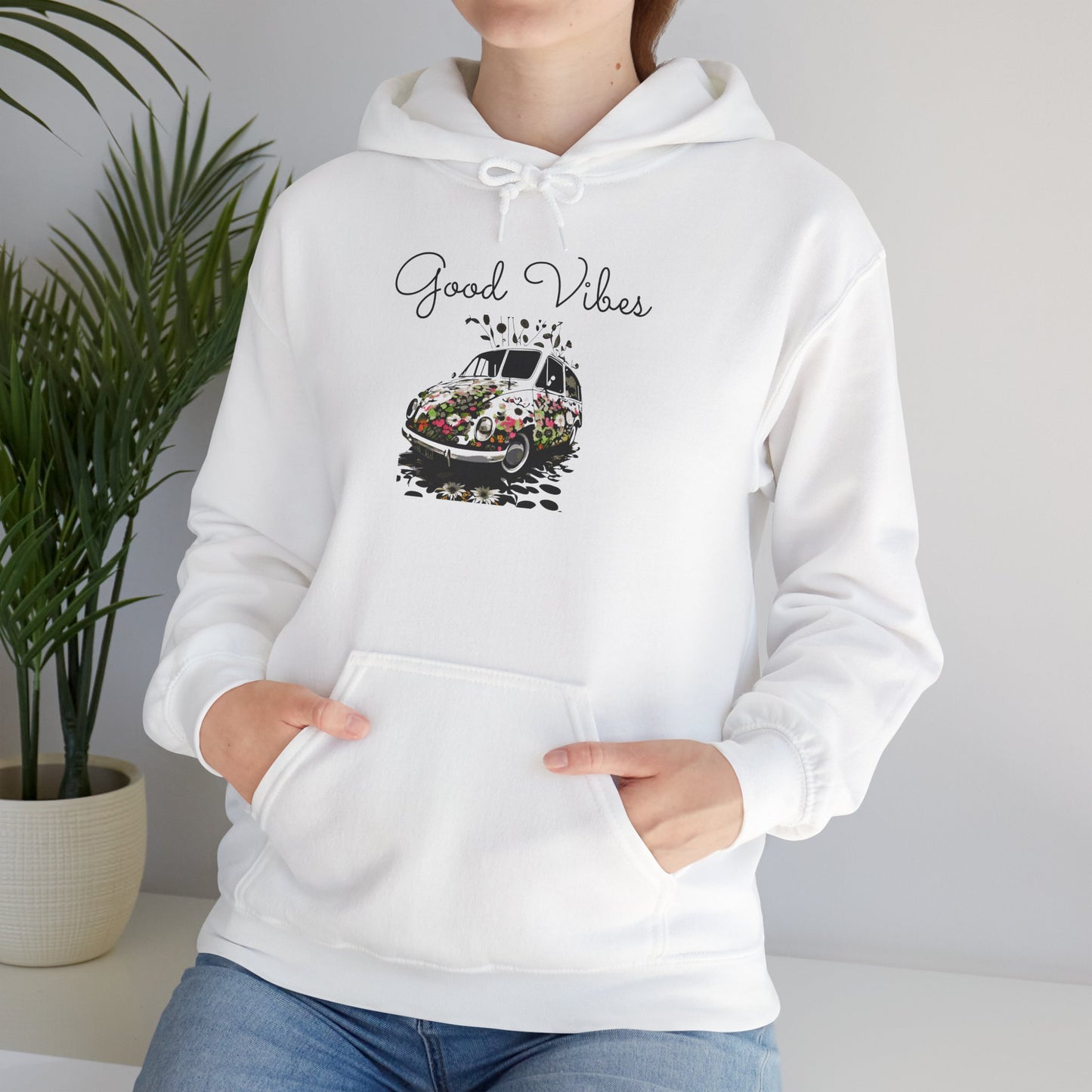 Good Vibes Hooded Sweatshirt - Unisex Heavy Blend, Cozy Gift for Friends, Casual Wear, Summer Outings, Beach Days, Chill Vibes