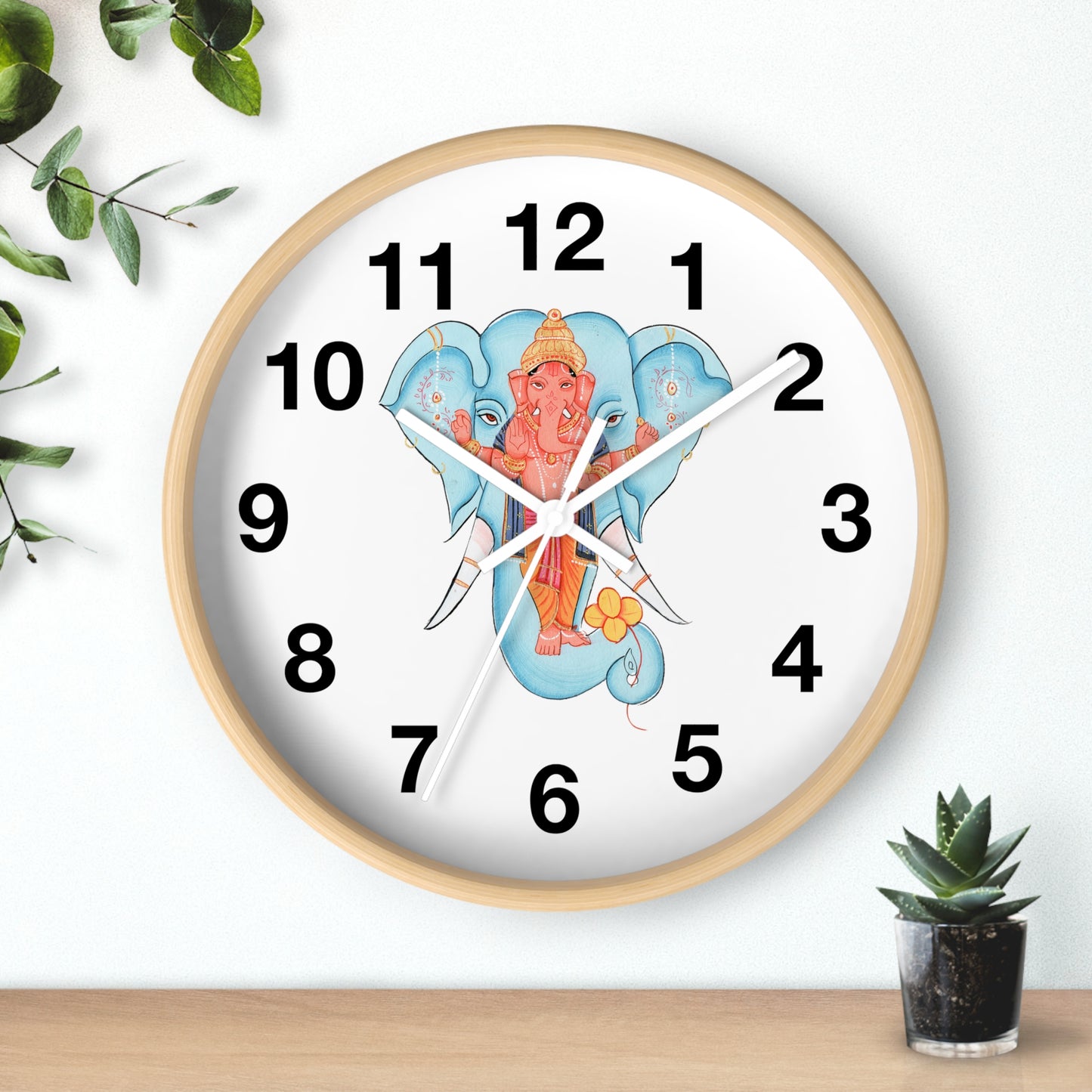Ganesha Wall Clock, Hindu Home Decor, Spiritual Gift, Boho Wall Art, Timeless Decoration, Unique Timepiece