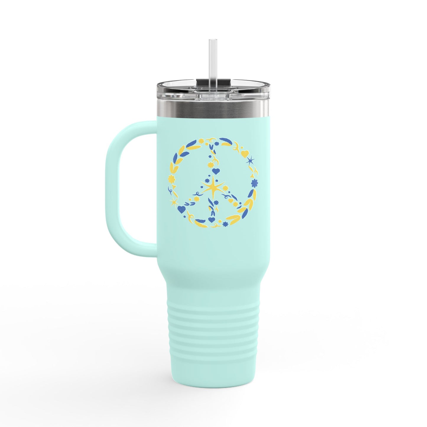 Peaceful Floral Insulated Travel Mug, 40oz | Eco-Friendly Cup for Travel, Outdoor Adventures, Gifts, Coffee Enthusiasts