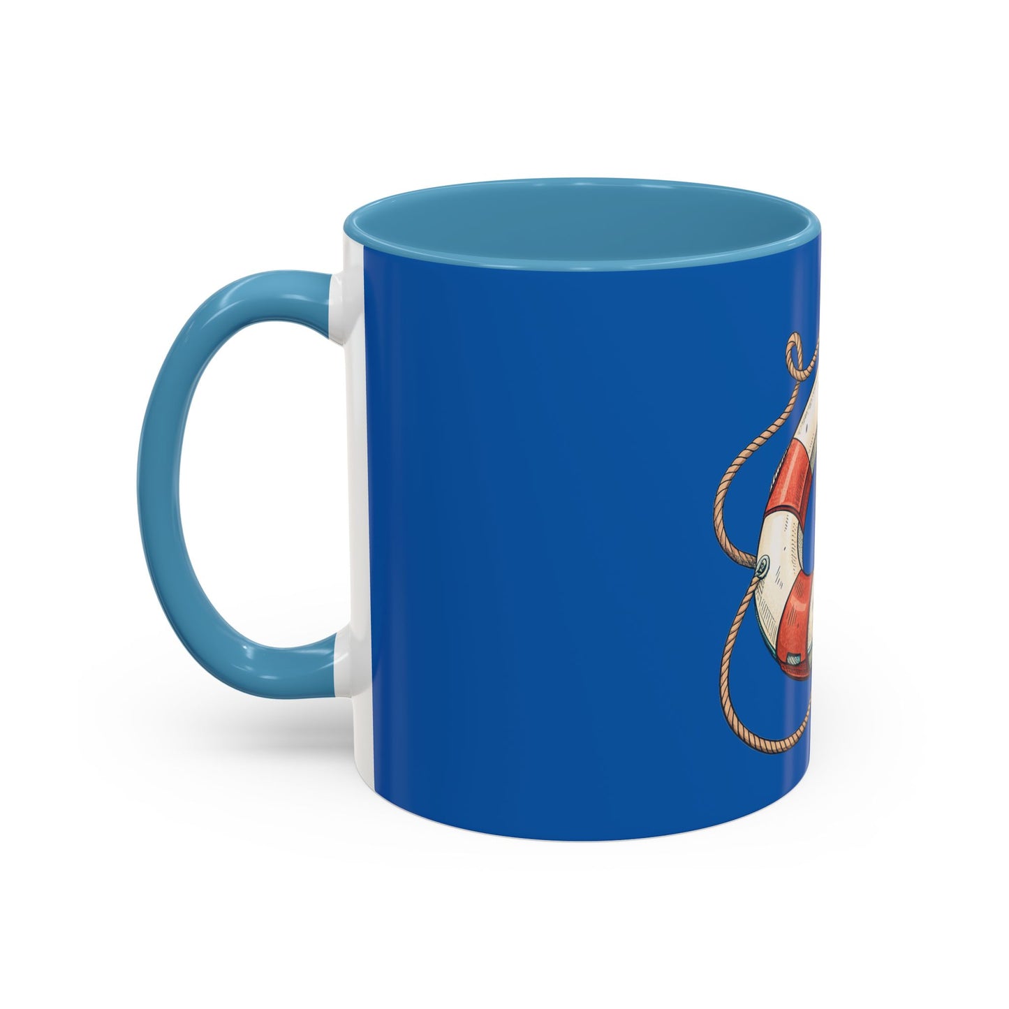 Lifesaver Accent Coffee Mug - Nautical Gift, Beach Decor, Sailor's Coffee Cup, Ocean Lover Mug, Summer Vibes