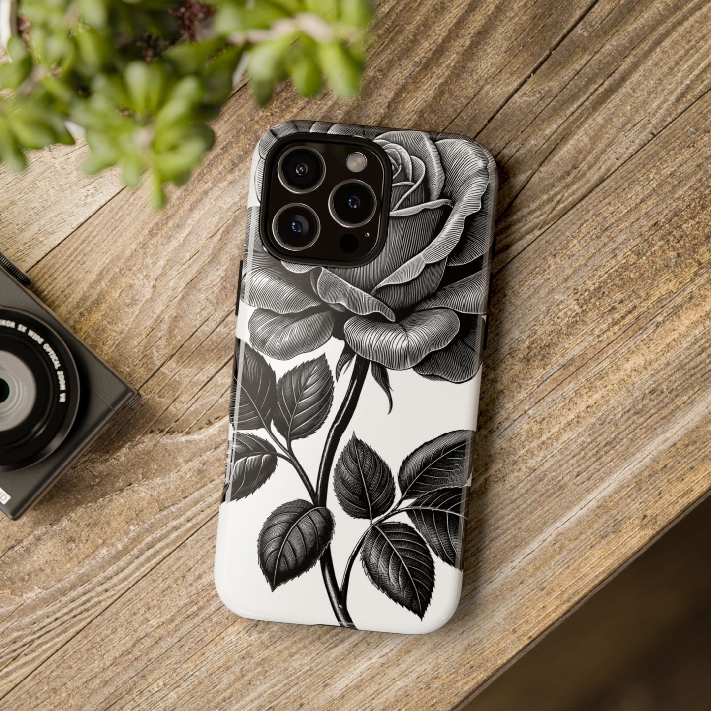 Elegant Floral Phone Case - Tough Cases, Black Rose Design, Floral Phone Cover, Stylish Phone Accessory, Gift for Her, Mother's Day