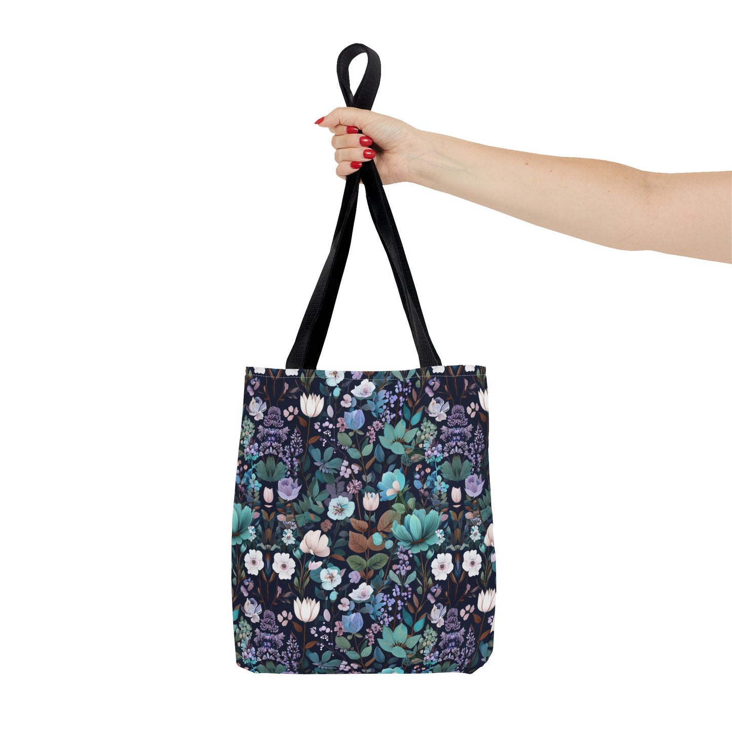 Floral Nightfall Tote Bag — Dark Botanical All-Over Print