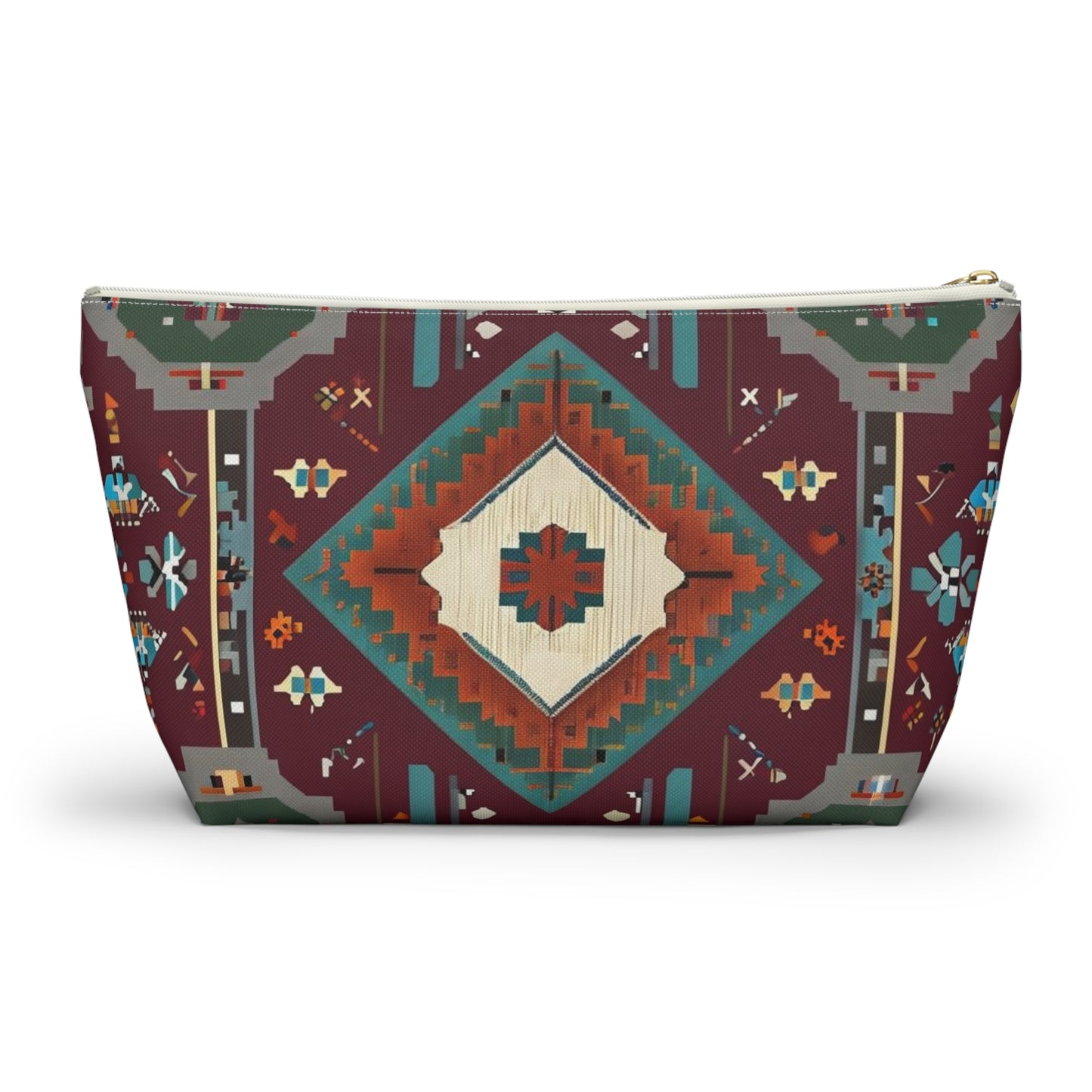 Bohemian Accessory Pouch, Vibrant Tribal Design