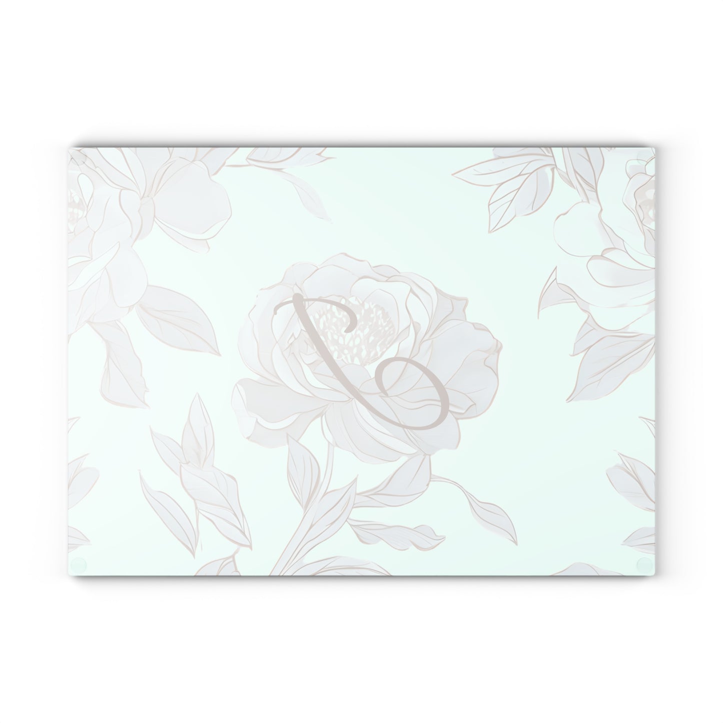 Personalized Floral Glass Cutting Board, Elegant Kitchen Gift, Monogrammed Home Decor, Wedding Gift, Anniversary Present