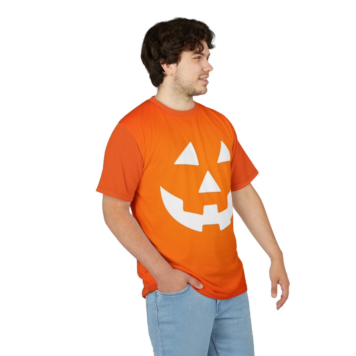 Halloween Pumpkin Face Unisex Tee, Spooky Shirt, Fall Fashion, Halloween Costume, Pumpkin Tee, Orange T-Shirt
