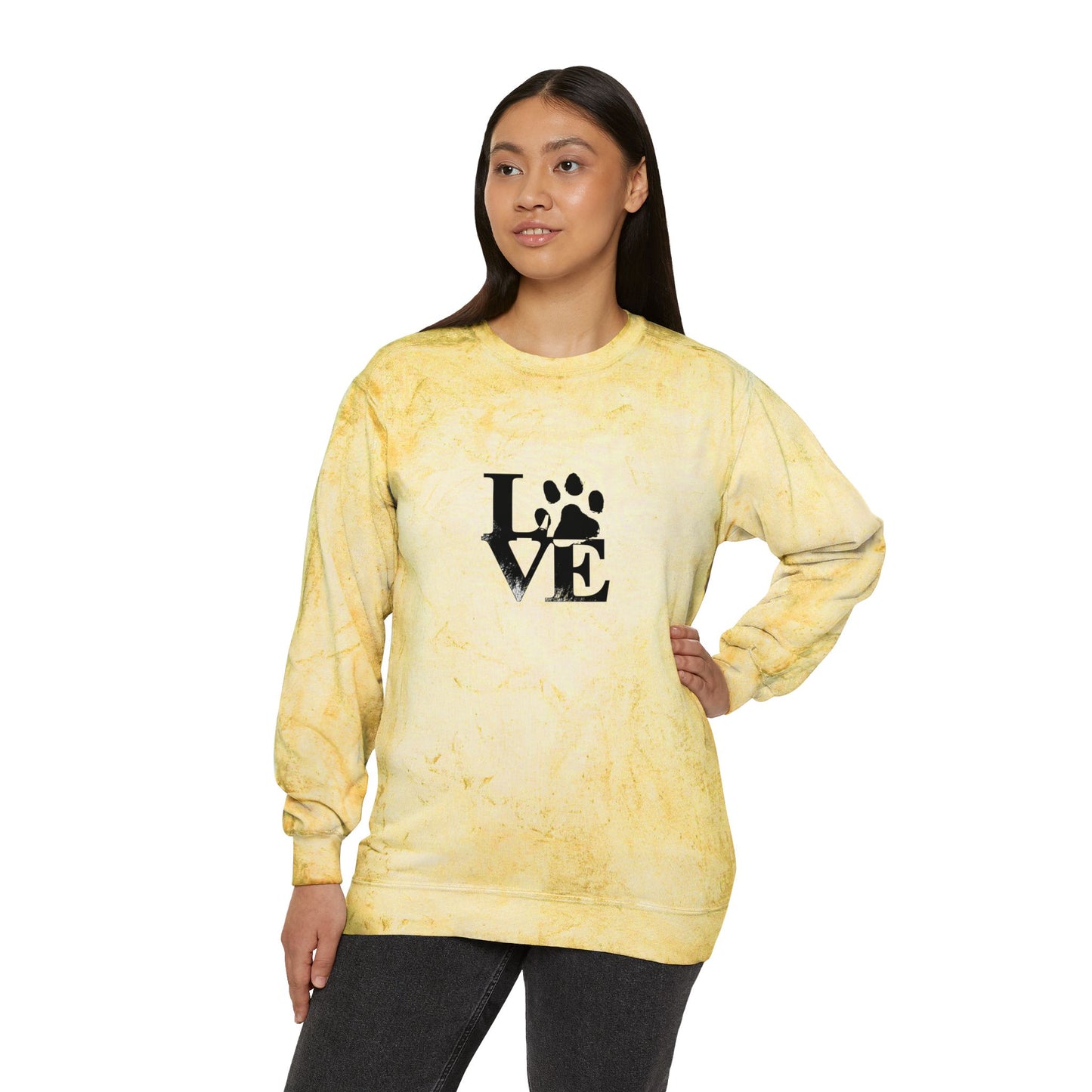 Colorful Love Pet-Inspired Crewneck Sweatshirt, Cozy Outdoor Wear, Gift for Dog Lovers, Casual Style, Perfect for Any Occasion