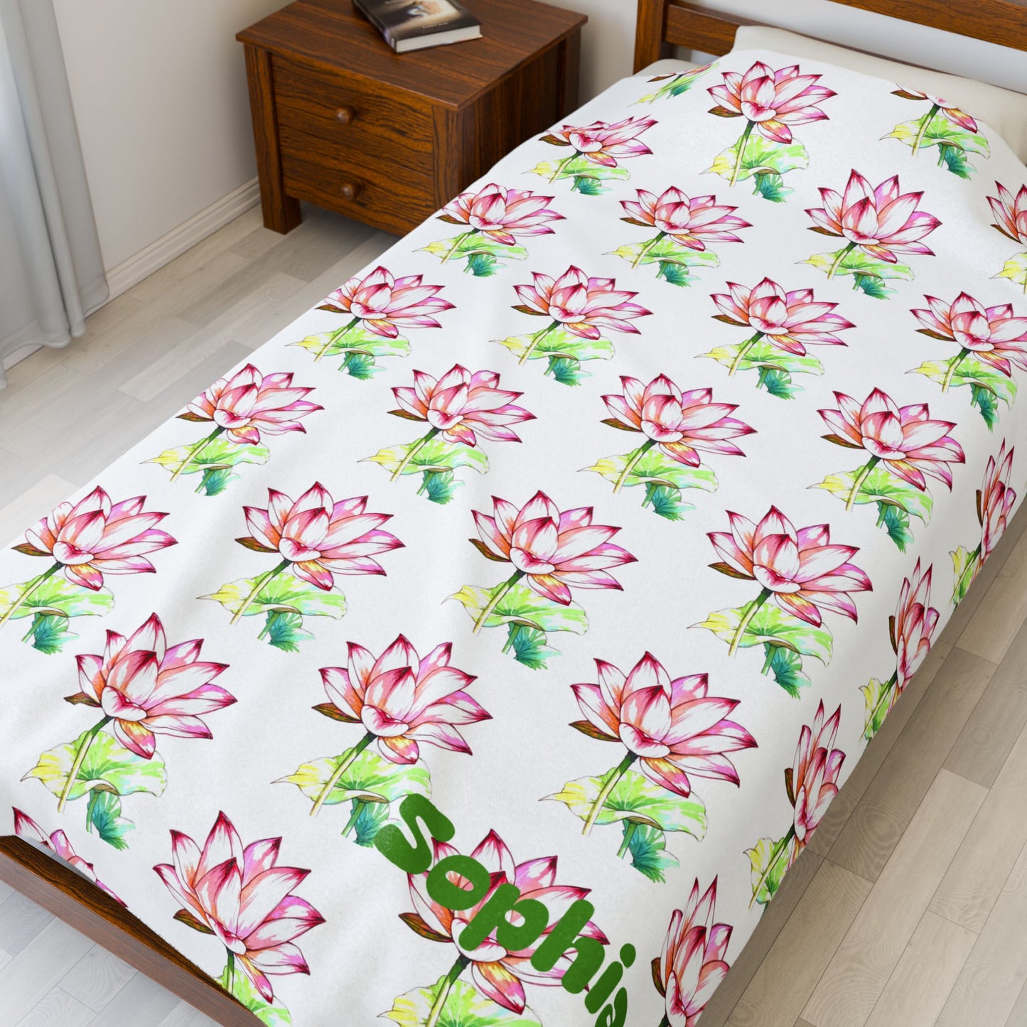Personalized Floral Velveteen Blanket - Sofia