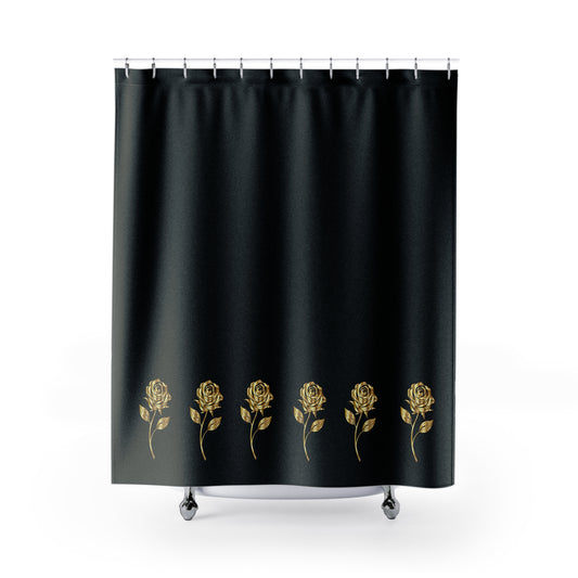 Elegant Black Rose Shower Curtain, Floral Bathroom Decor, Stylish Home Accessory, Gift for Homeowners, Modern Design