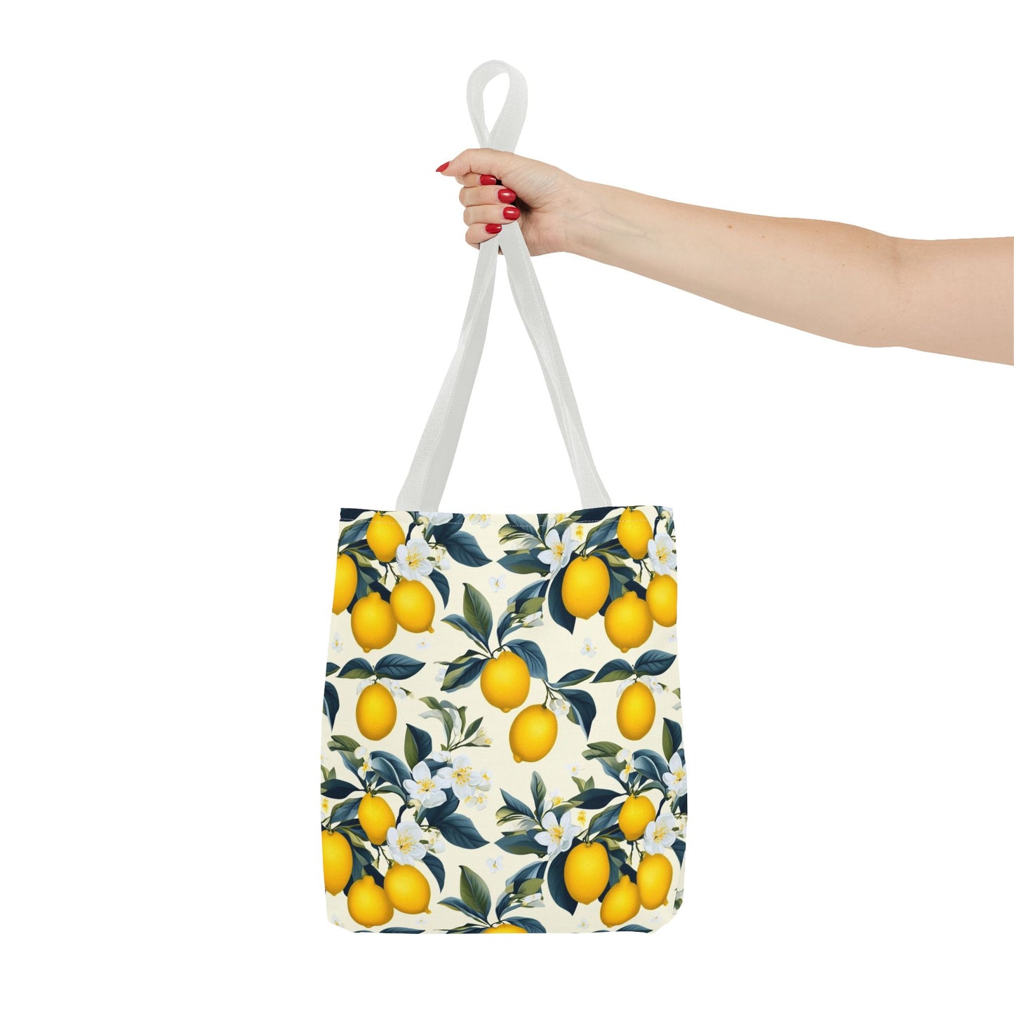 Lemon Blossom All-Over Print Tote Bag — Citrus Floral Market Bag