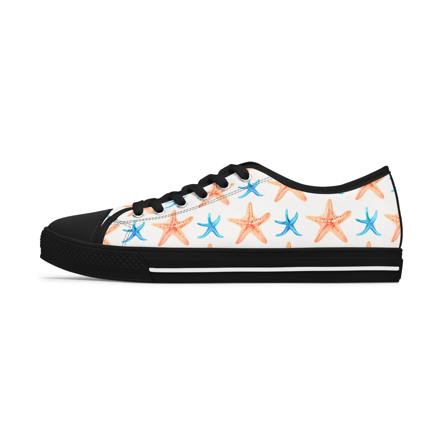 Starfish Print Sneakers — Beachy Low-Top Canvas Shoes