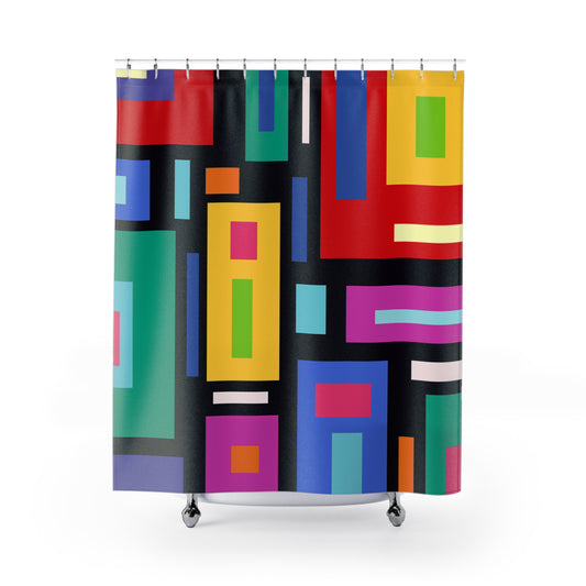 Colorful Abstract Shower Curtain, Modern Bathroom Decor, Vibrant Geometric Design, Unique Gift for Home, Artistic Shower Accessories