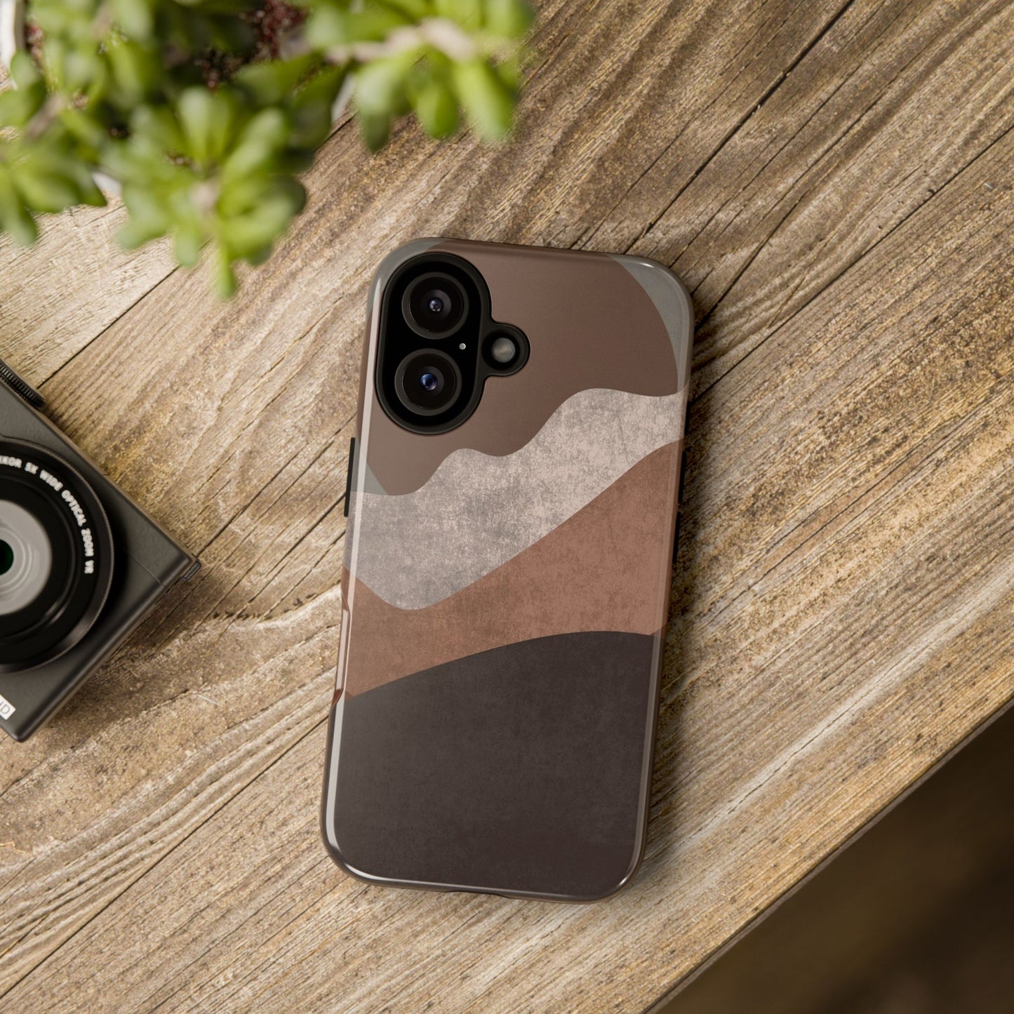 Abstract Earthtone Phone Case — Brown Layered Rugged Tough Case