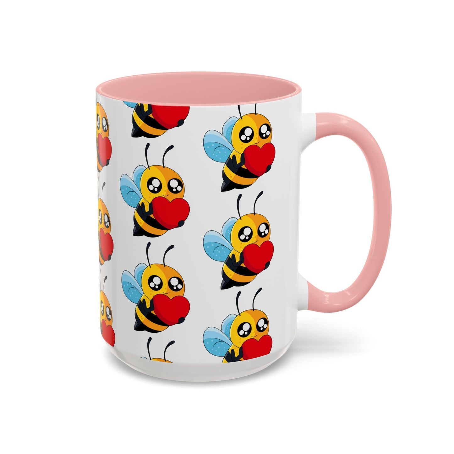 Cute Bee Love Accent Coffee Mug,  Cute Floral Mug, Cheerful Bee Design