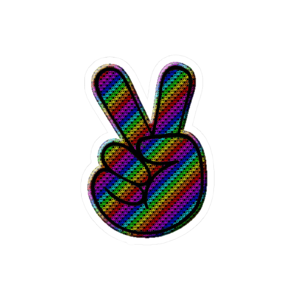 Colorful Peace Hand Kiss-Cut Stickers - Great for Laptops, Water Bottles, and More!