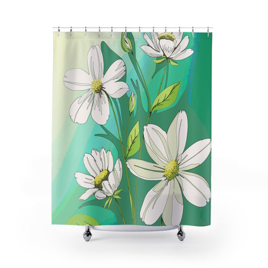 Vibrant Floral Shower Curtain, Boho Bathroom Decor, Great for Home Makeovers, Ideal Gift for Housewarmings and Weddings, Nature-Inspired