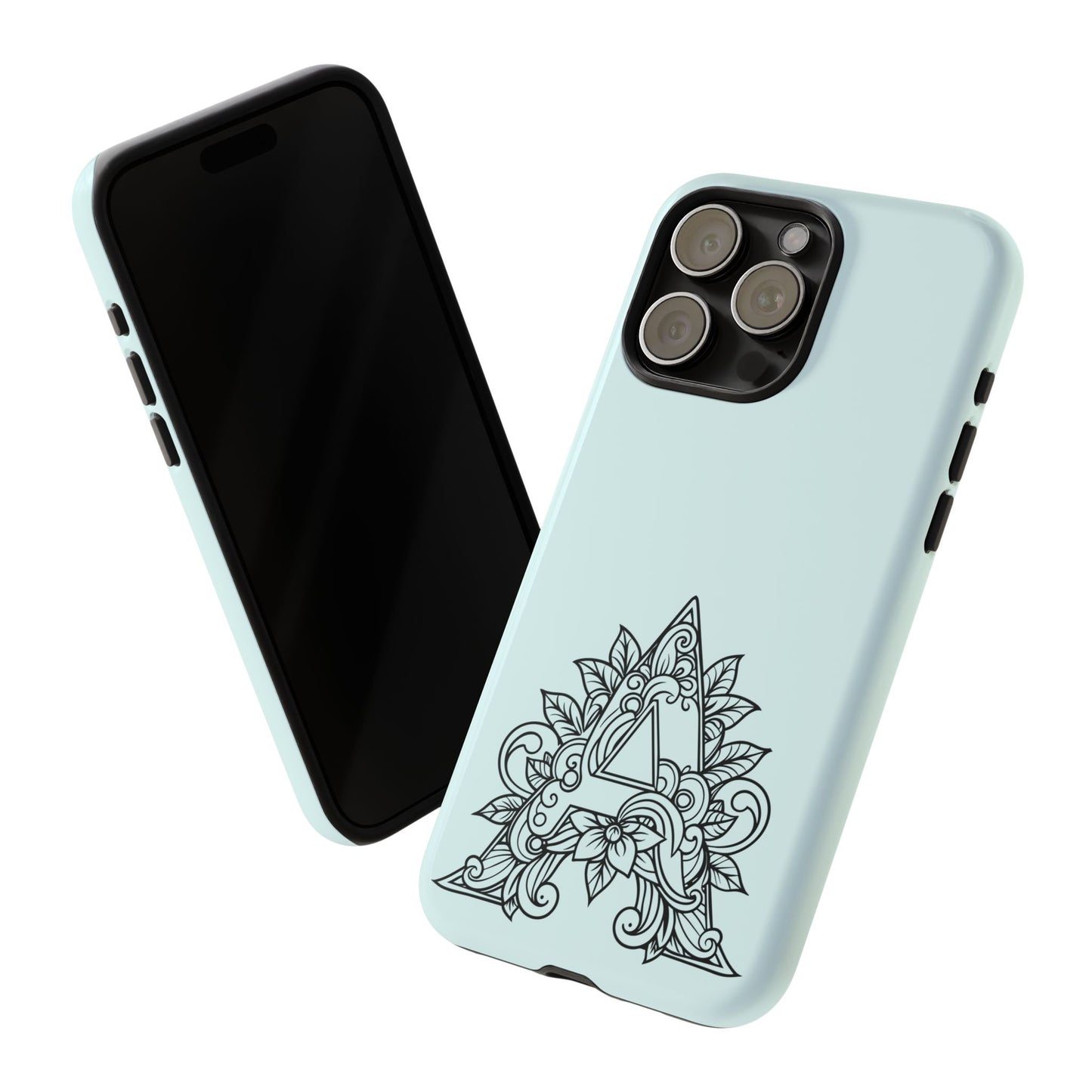 Personalized Tough Phone Case, Floral Monogram Cell Phone Cover, Custom Protective Case, Unique Gift, Birthday, Graduation