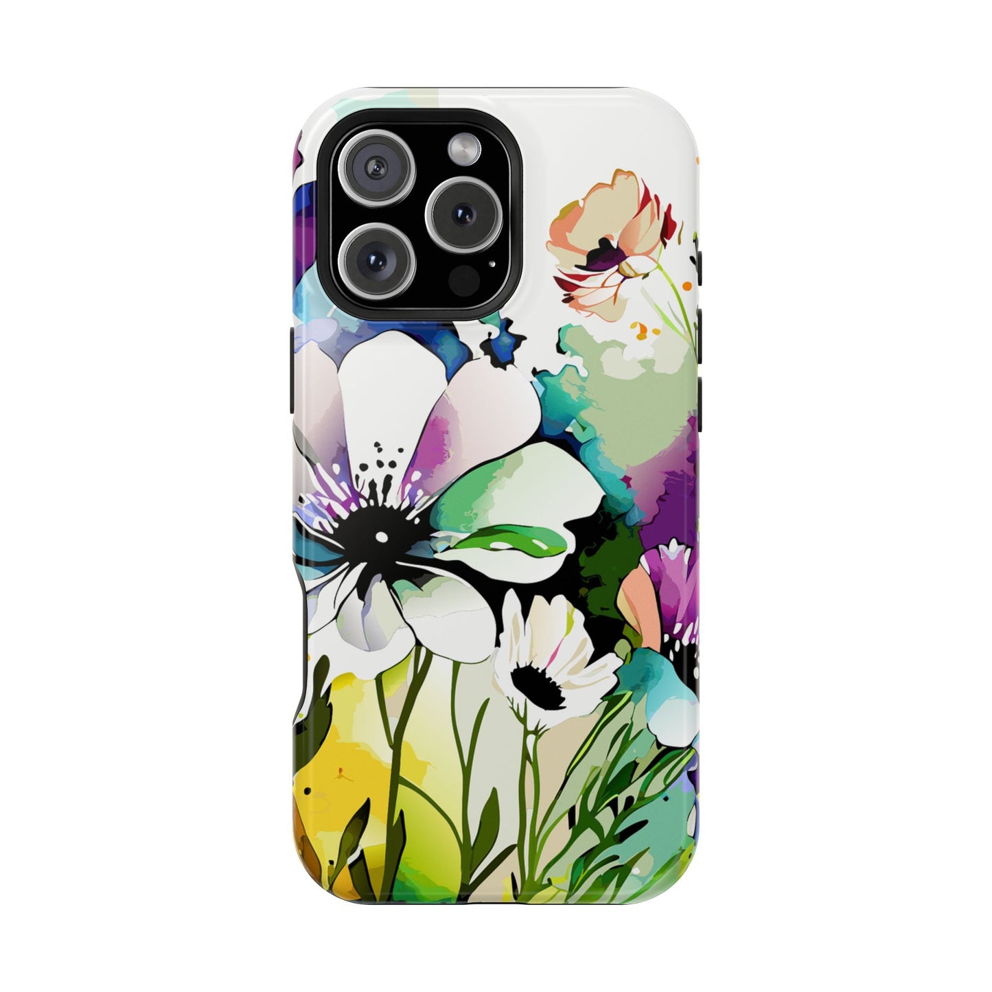 Floral Watercolor Magnetic Phone Case — Impact‑Resistant Protective Cover