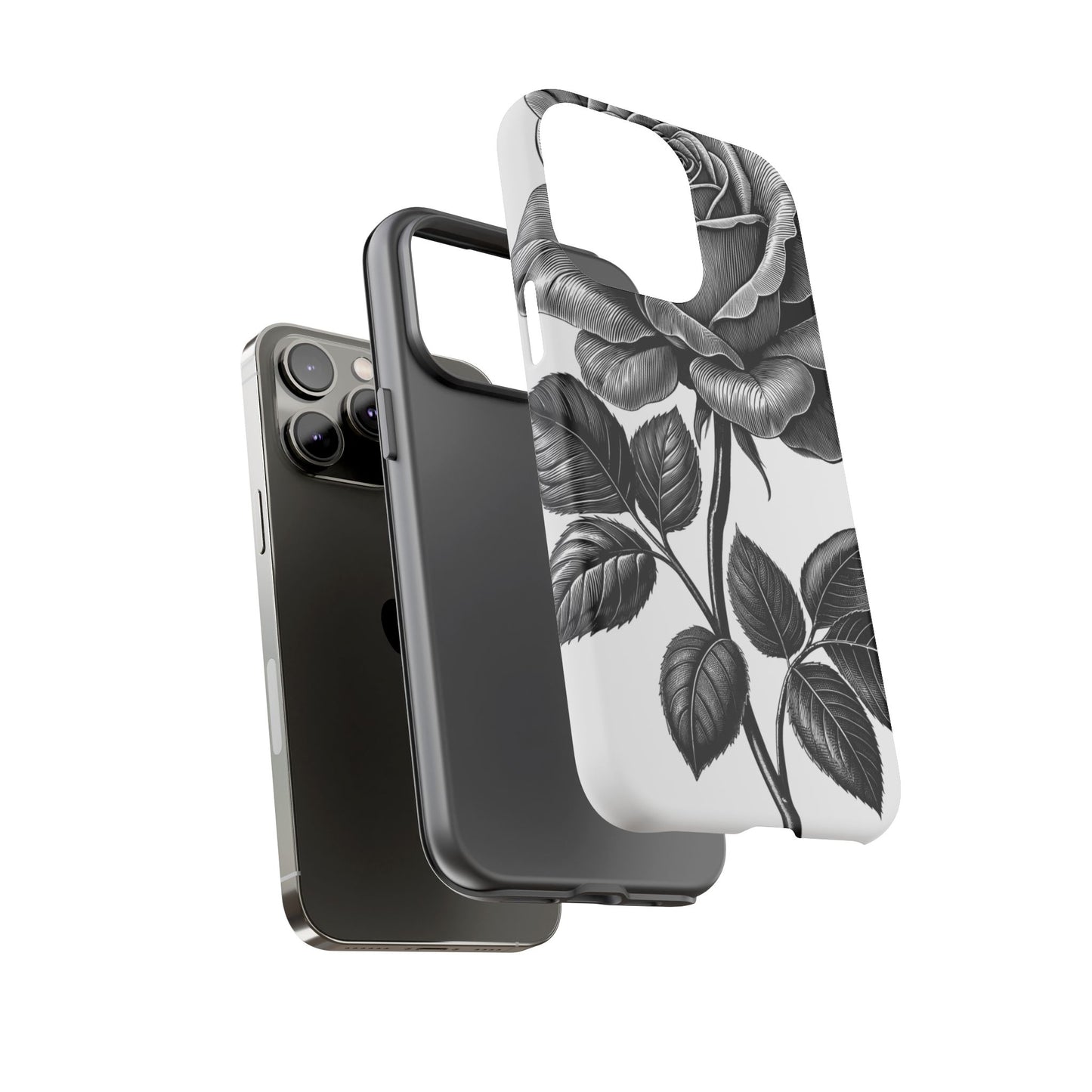 Elegant Floral Phone Case - Tough Cases, Black Rose Design, Floral Phone Cover, Stylish Phone Accessory, Gift for Her, Mother's Day